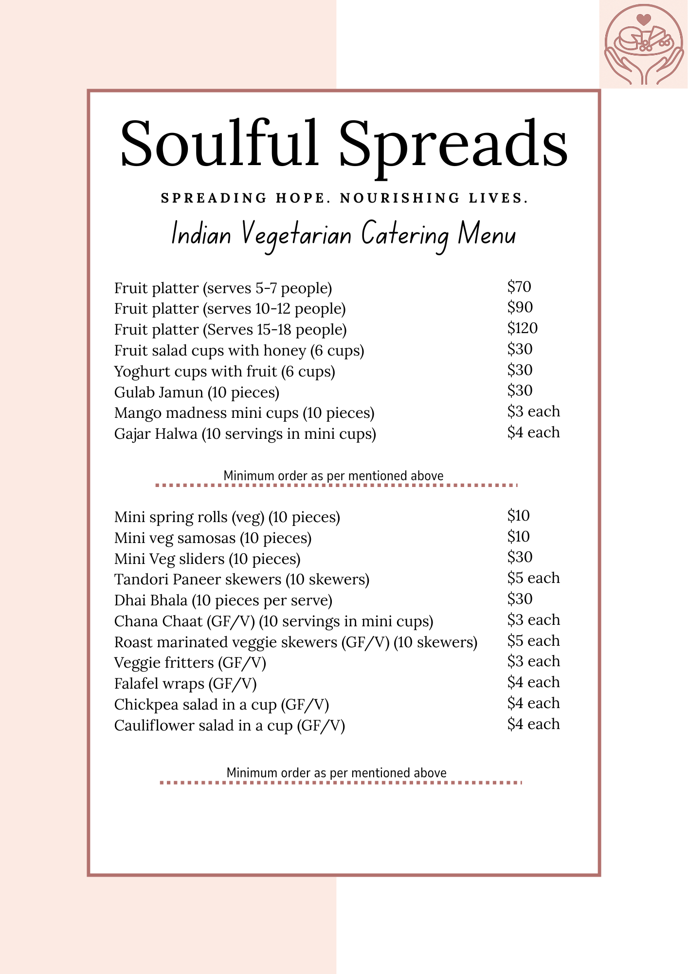 Soulful Spreads Catering Menu Page 2 - Cheese platters, sandwich platters, vegetarian and chicken options